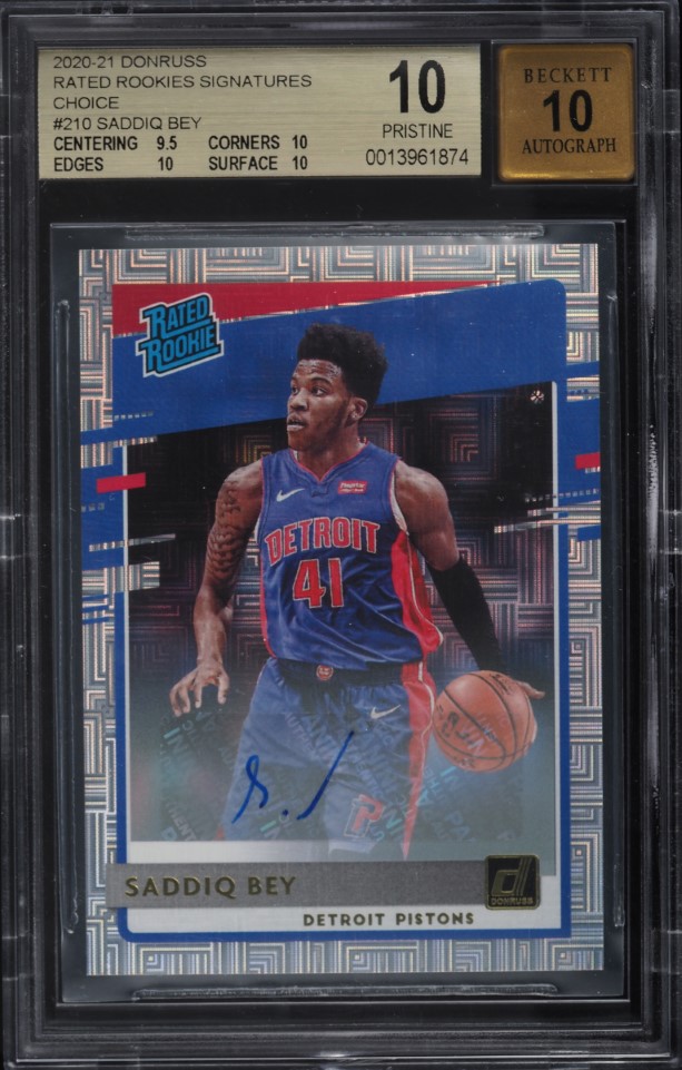 2020 Donruss Signatures Choice Saddiq Bey ROOKIE AUTO #210 BGS 10 PRISTINE