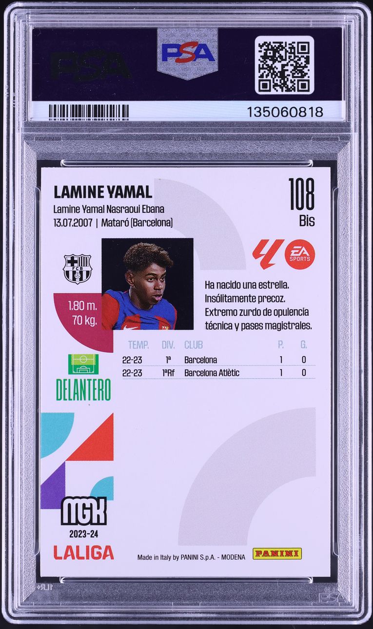 2023 Panini La Liga Megacracks EA Sports Lamine Yamal ROOKIE #108BIS PSA 8 NM-MT