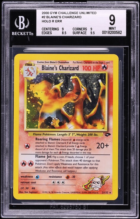 2000 Pokemon Gym Challenge Holo Blaine's Charizard #2 BGS 9 MINT