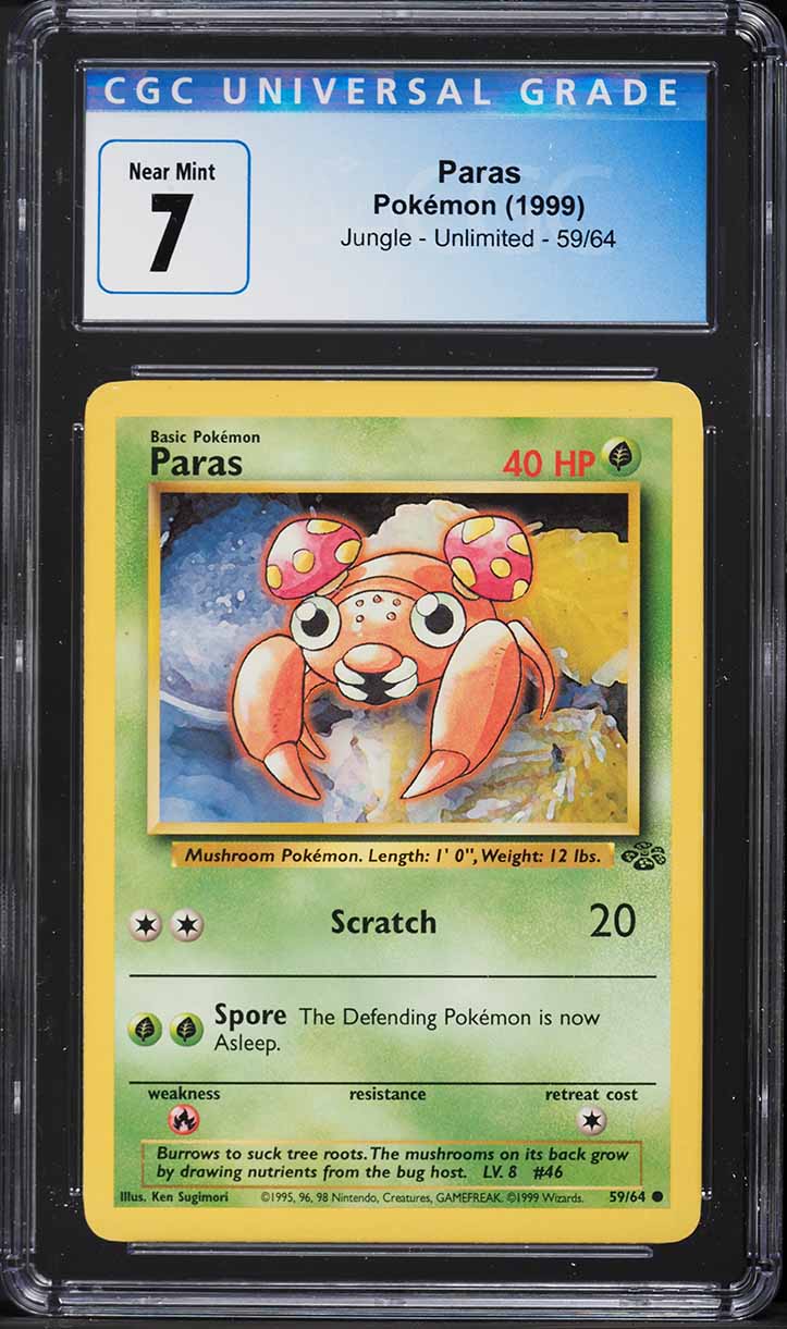 1999 Pokemon Jungle Paras #59 CGC 7 NRMT