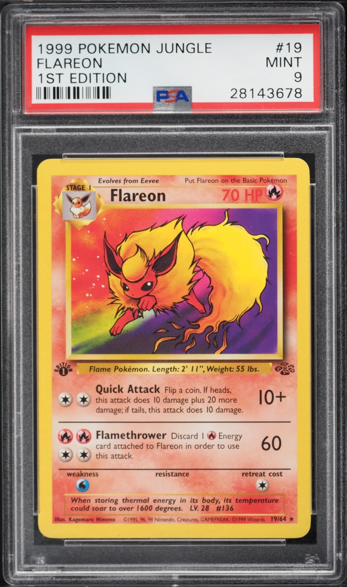 1999 Pokemon Jungle 1st Edition Flareon #19 PSA 9 MINT