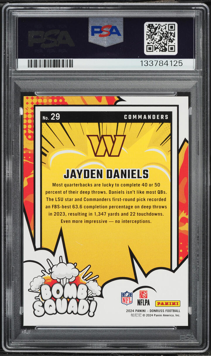 2024 Donruss Bomb Squad! Jayden Daniels ROOKIE #29 PSA 8 NM-MT