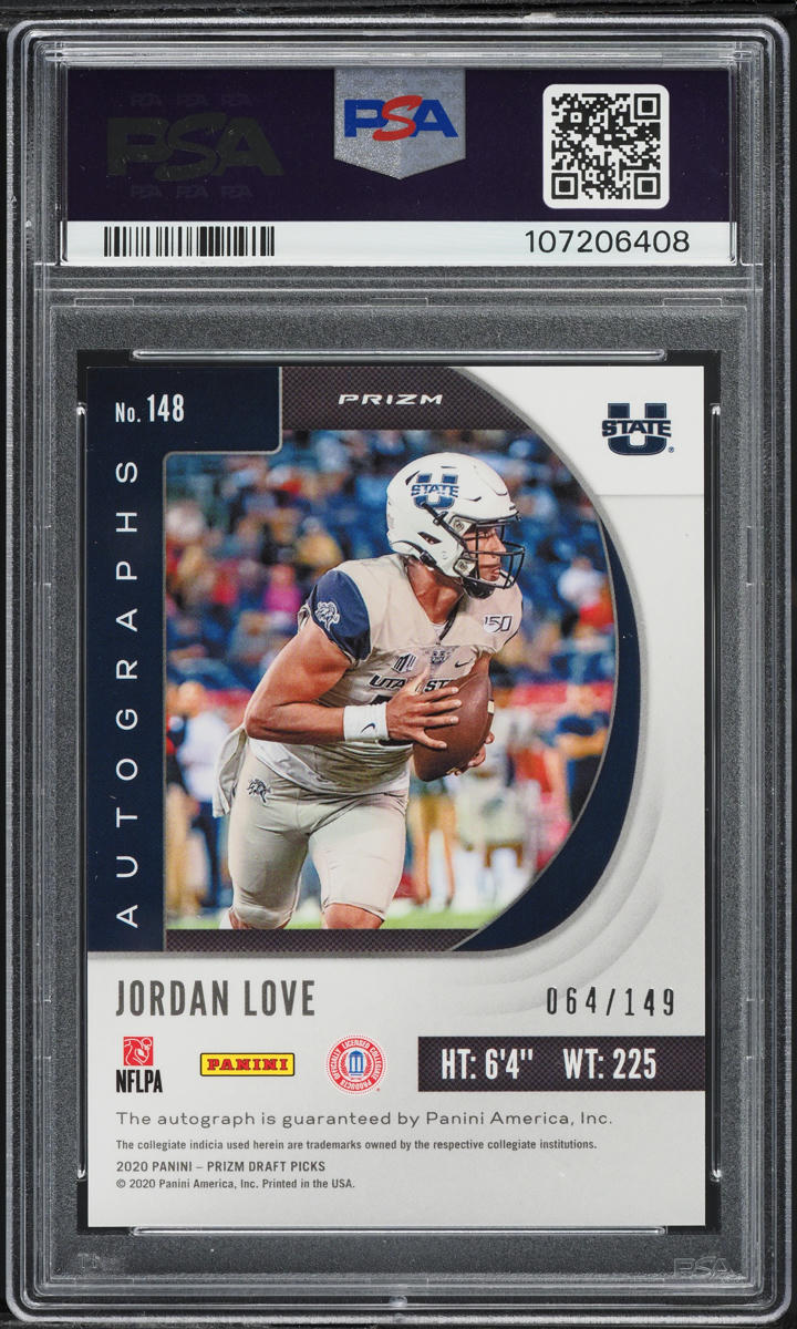 2020 Panini Prizm Draft Picks Purple Green Jordan Love ROOKIE AUTO /149 #148 PSA 10 GEM MINT
