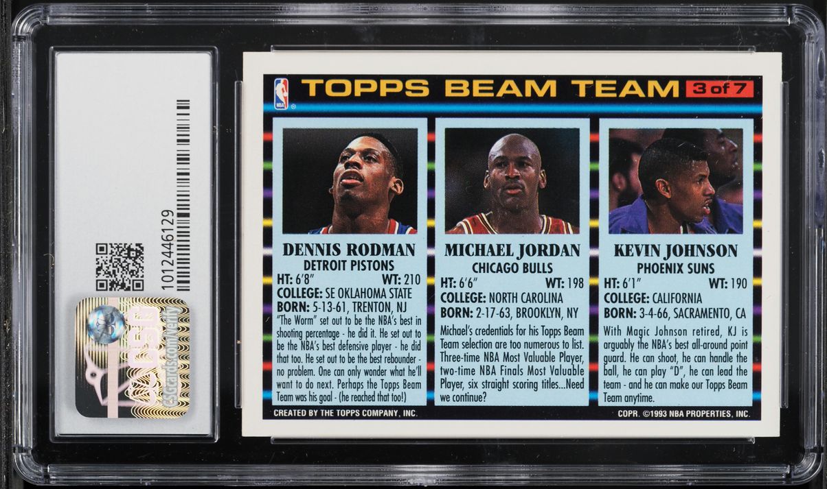 1992 Topps Beam Team Kevin Johnson Michael Jordan Dennis Rodman #3 CSG 8 NM-MT