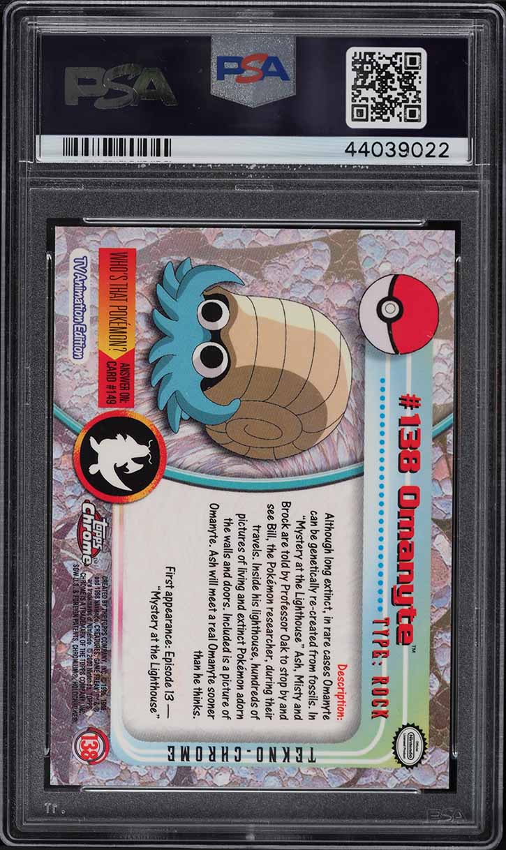 2000 Topps Chrome Pokemon Series 2 Tekno Omanyte #138 PSA 10 GEM MINT