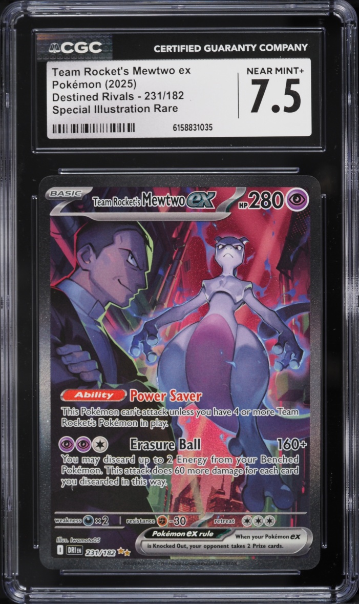 2025 Pokemon Scarlet & Violet Destined Rivals SIR Team Rocket's Mewtwo ex #231 CGC 7.5 NRMT+