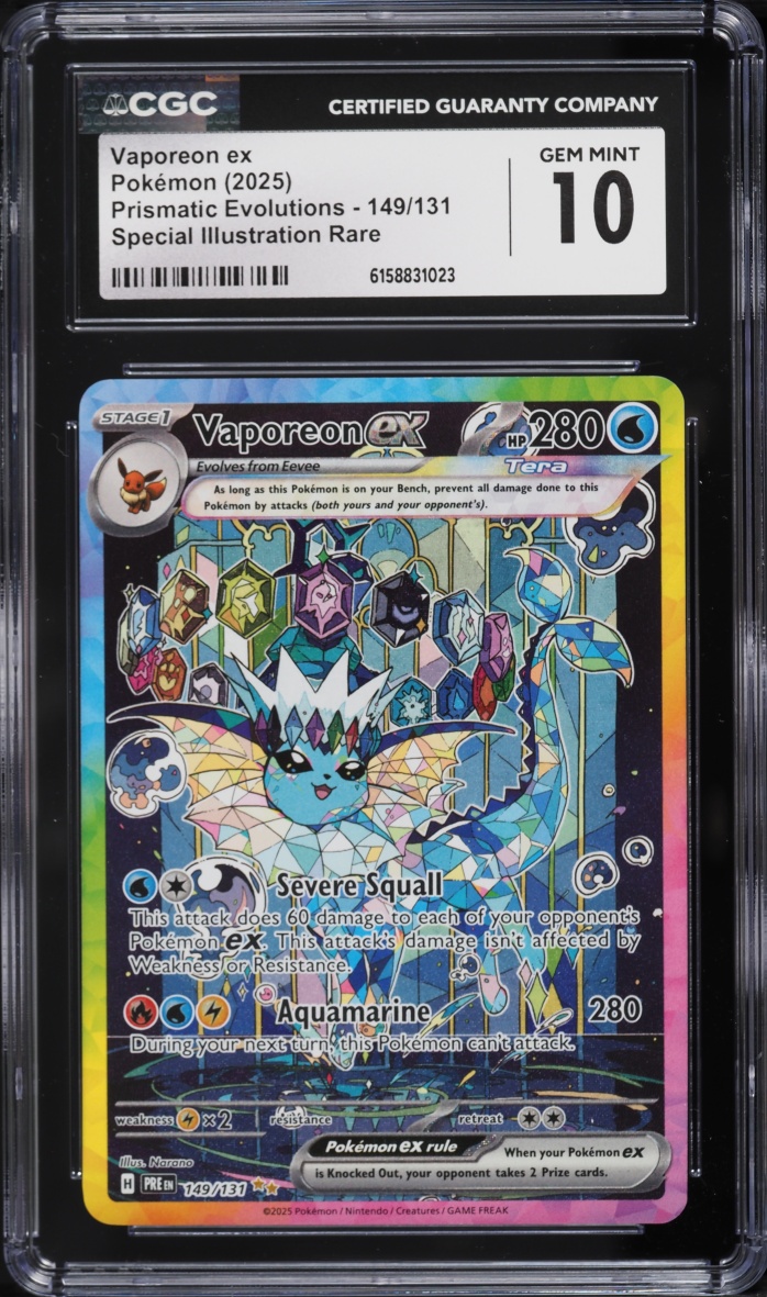 2025 Pokemon Scarlet & Violet Prismatic Evolutions SIR Vaporeon Ex #149 CGC 10 GEM MINT