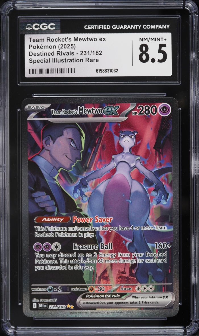 2025 Pokemon Scarlet & Violet Destined Rivals SIR Team Rocket's Mewtwo ex #231 CGC 8.5 NM-MT+