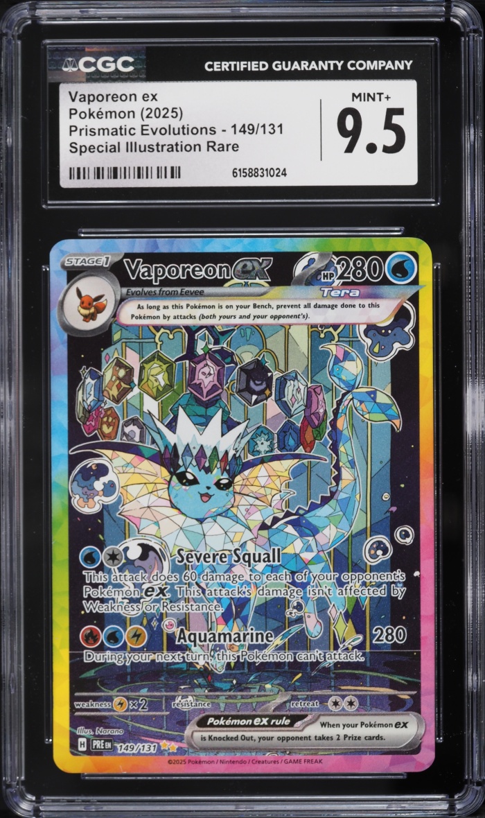 2025 Pokemon Scarlet & Violet Prismatic Evolutions SIR Vaporeon Ex #149 CGC 9.5 MINT+