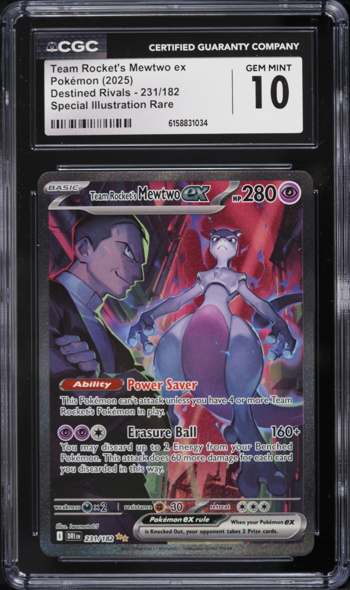 2025 Pokemon Scarlet & Violet Destined Rivals SIR Team Rocket's Mewtwo ex #231 CGC 10 GEM MINT