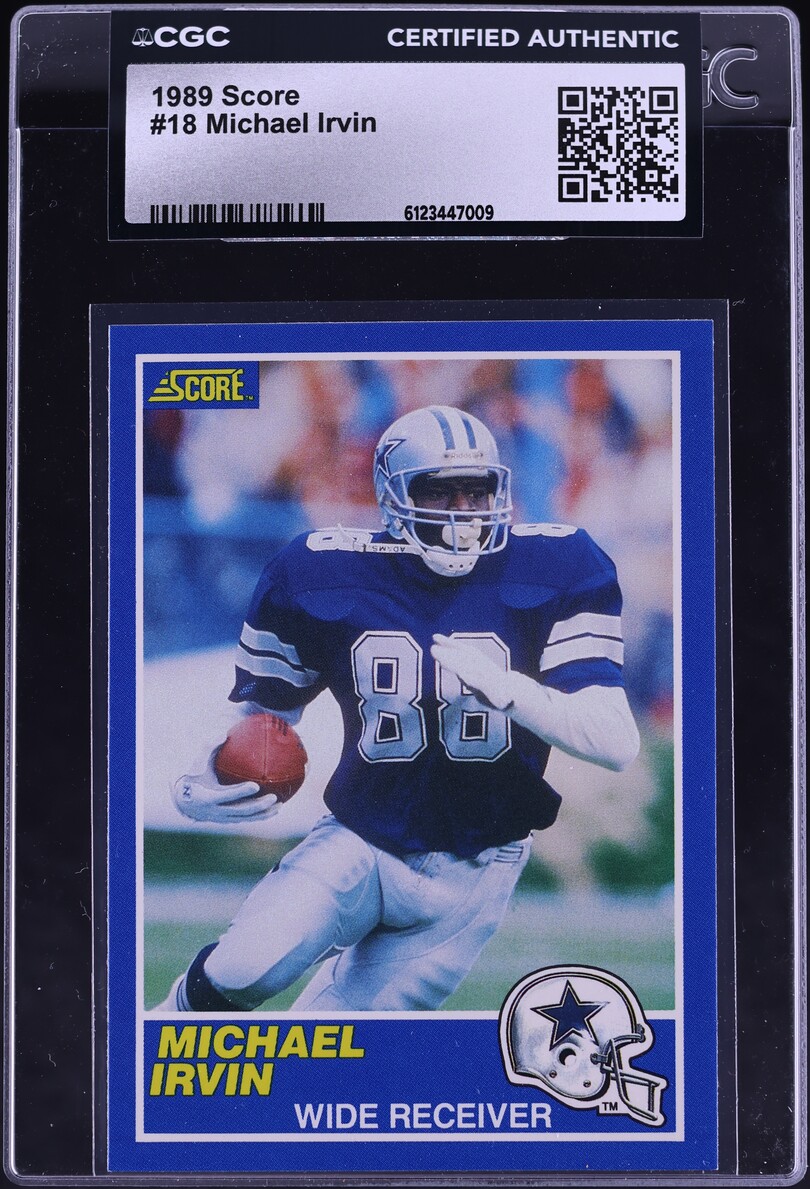 1989 Score Football Michael Irvin ROOKIE #18 CGC AUTH