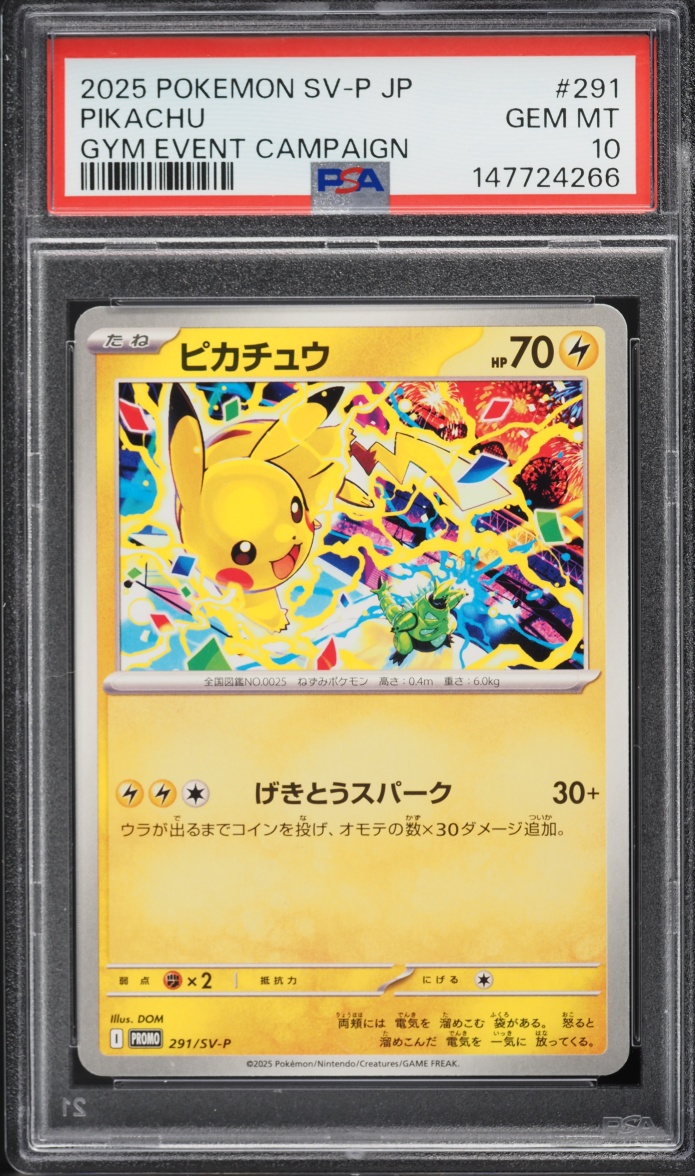 2025 Pokemon Japanese Scarlet & Violet Promo Gym Event Campaign Pikachu #291 PSA 10 GEM MINT