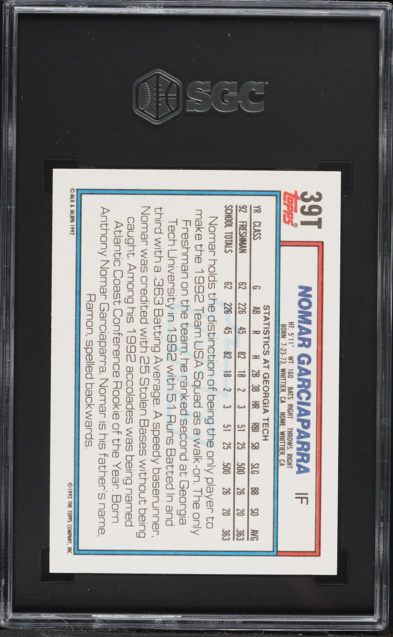 1992 Topps Traded Team USA Nomar Garciaparra ROOKIE #39T SGC 9.5 MINT+