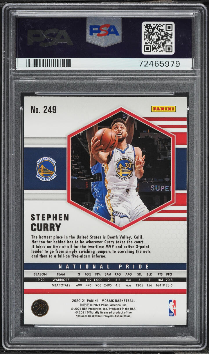 2020 Panini Mosaic Stephen Curry #249 PSA 10 GEM MINT