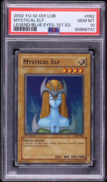 2002 Yu-Gi-Oh! Legend Of Blue Eyes 1st Edition Mystical Elf #LOB-062 PSA 10 GEM MINT