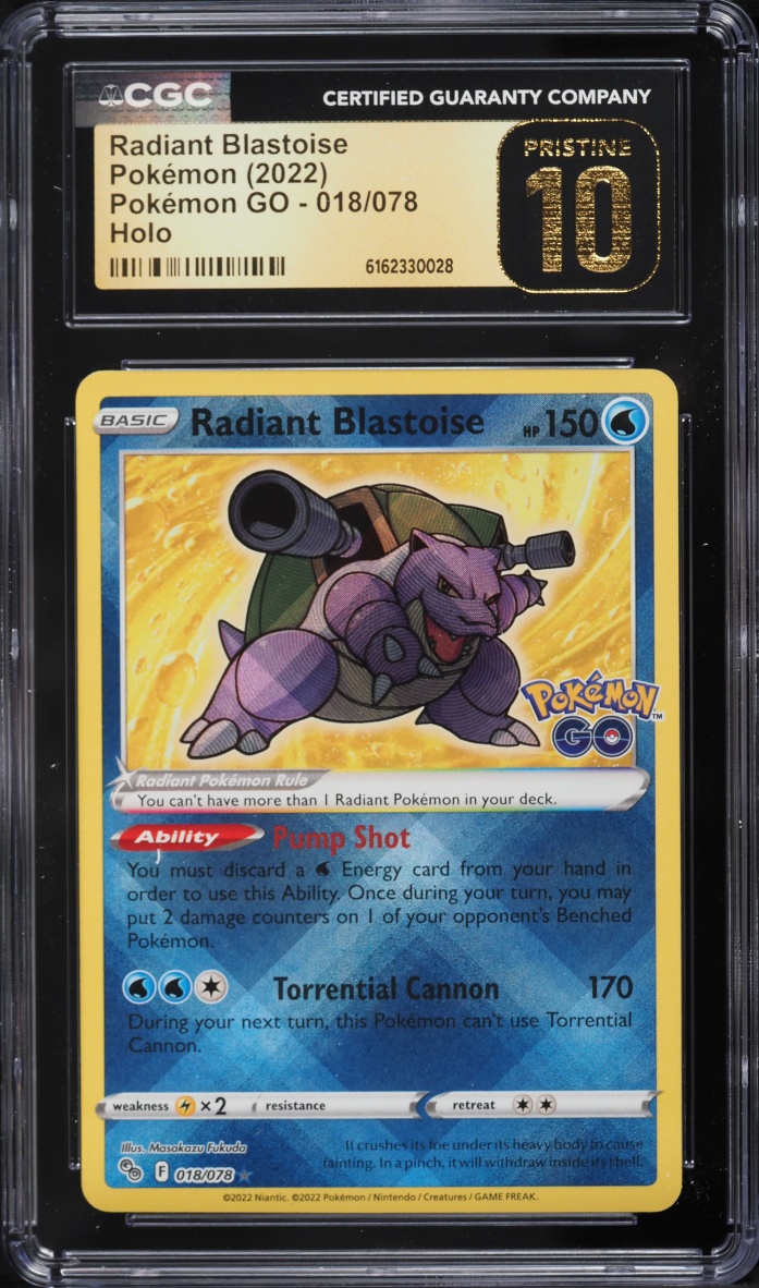 2022 Pokemon Sword & Shield Pokemon GO Holo Radiant Blastoise #18 CGC 10 PRISTINE