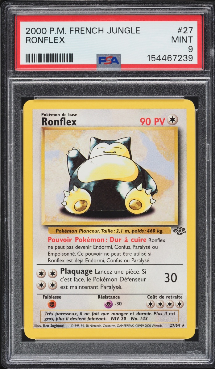 2000 Pokemon French Jungle Snorlax #27 PSA 9 MINT