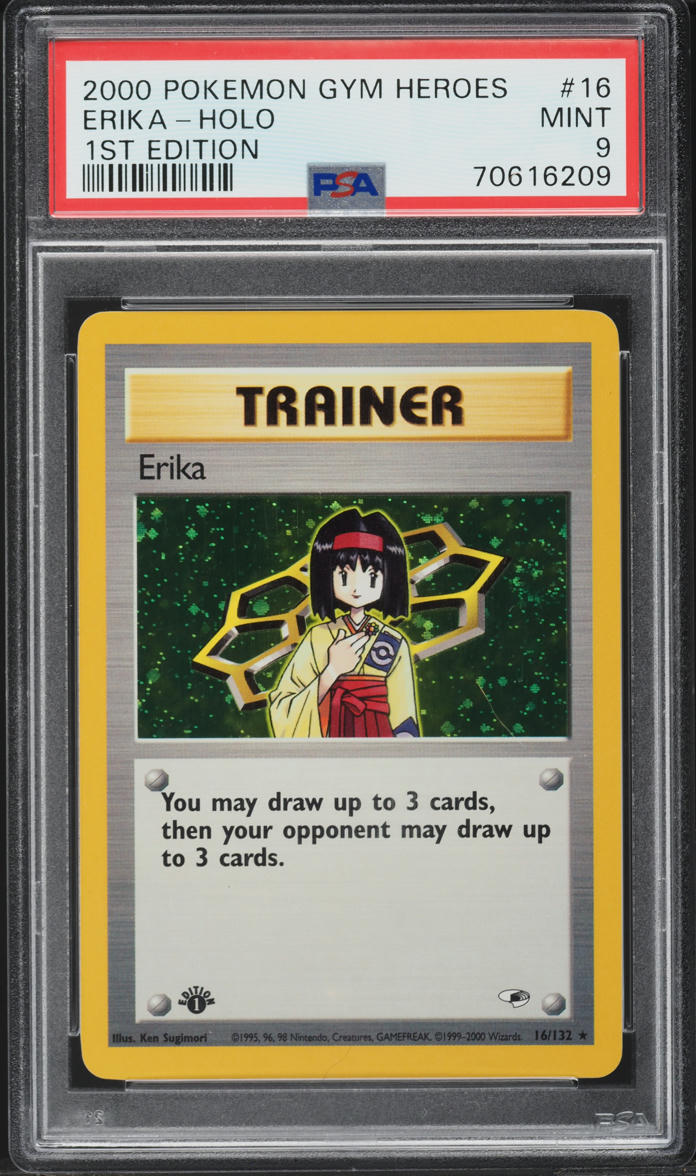 2000 Pokemon Gym Heroes 1st Edition Holo Erika #16 PSA 9 MINT