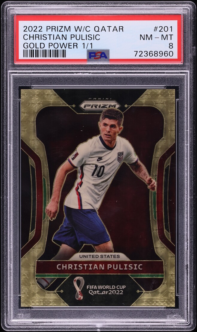 2022 Panini Prizm World Cup Qatar Gold Power Christian Pulisic 1/1 #201 PSA 8 NM-MT