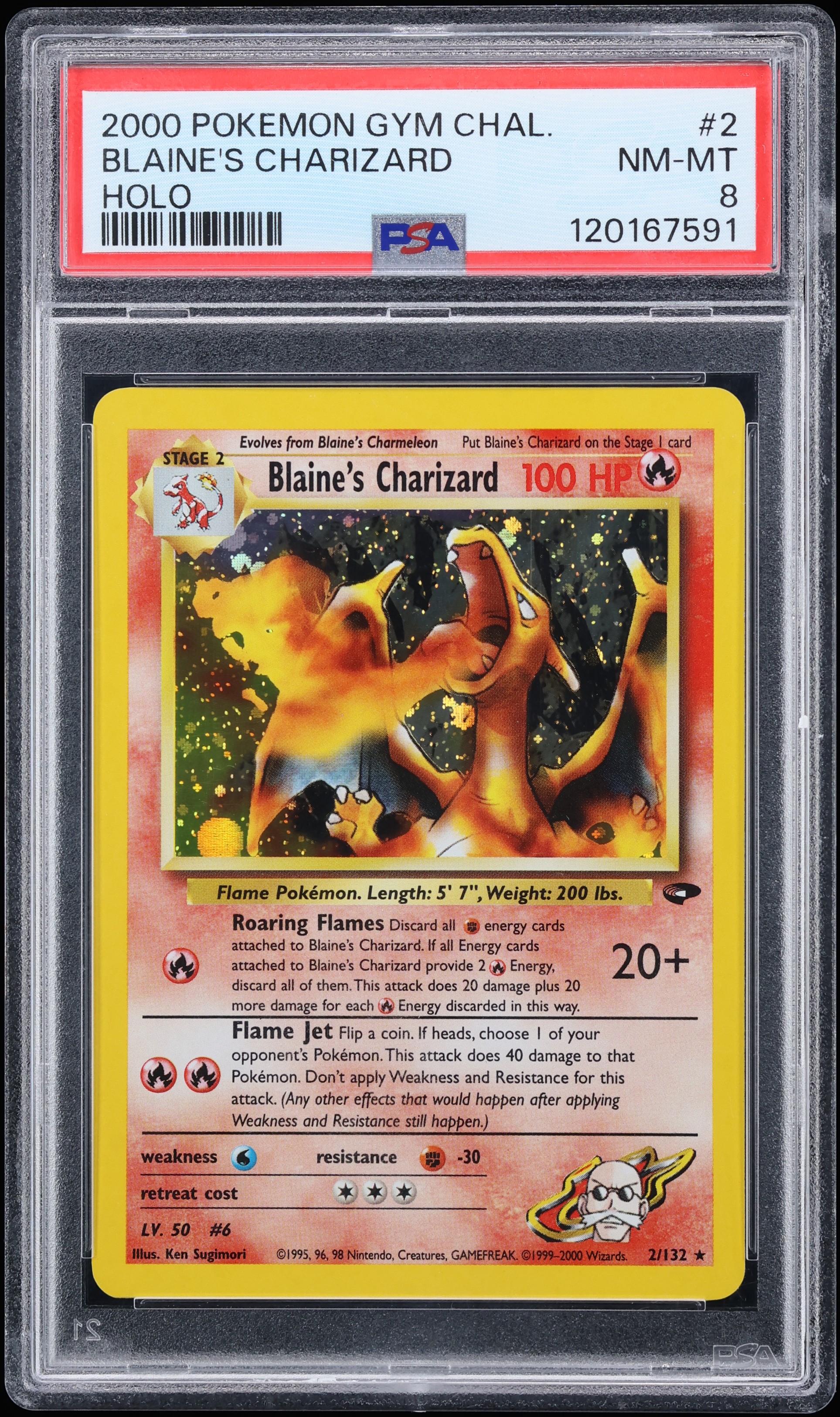 2000 Pokemon Gym Challenge Holo Blaine's Charizard #2 PSA 8 NM-MT