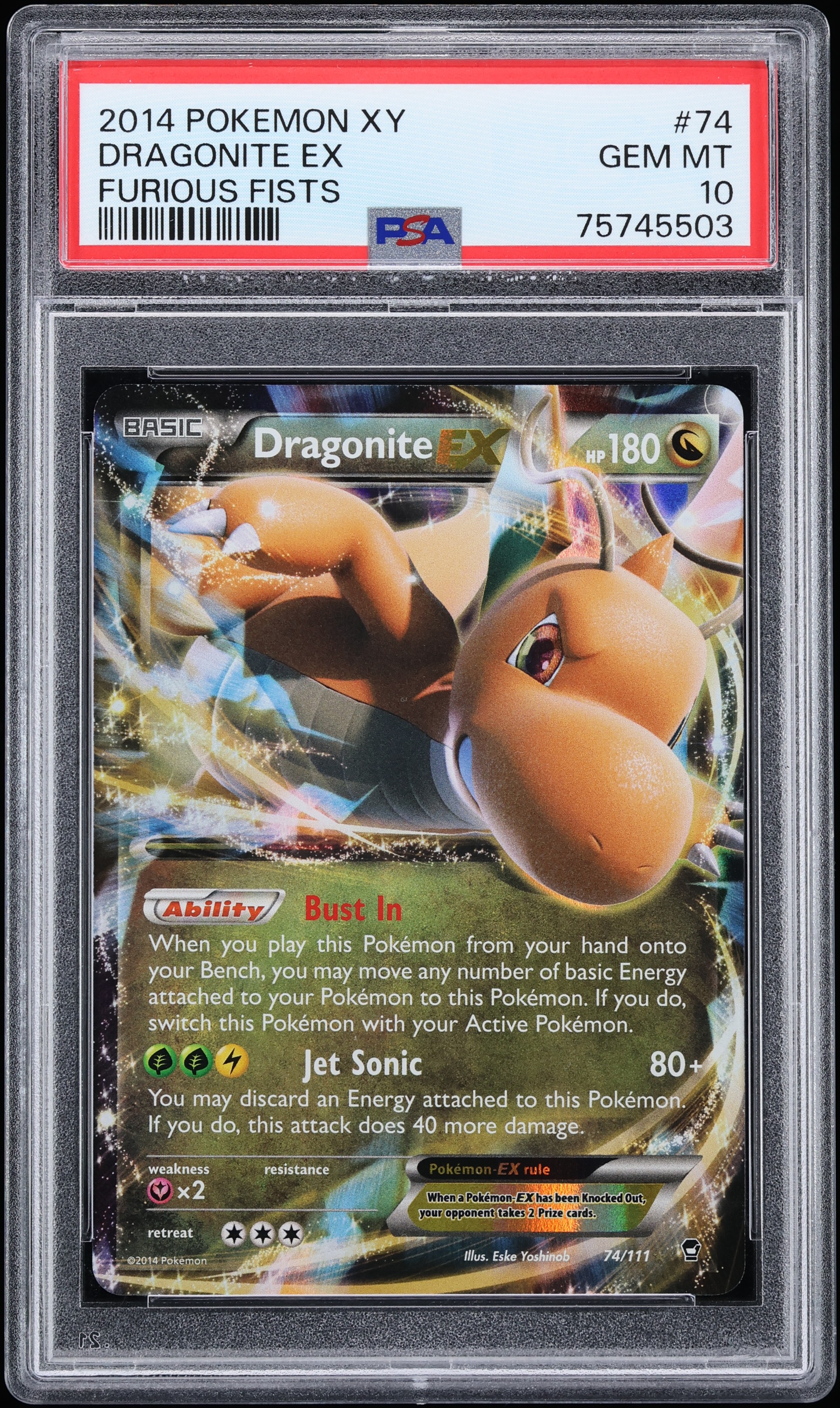 2014 Pokemon XY Furious Fists Holo Dragonite EX #74 PSA 10 GEM MINT