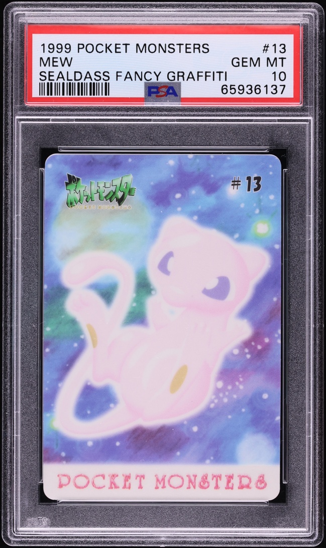 1999 Pocket Japanese Bandai Sealdass Fancy Graffiti Mew #13 PSA 10 GEM MINT