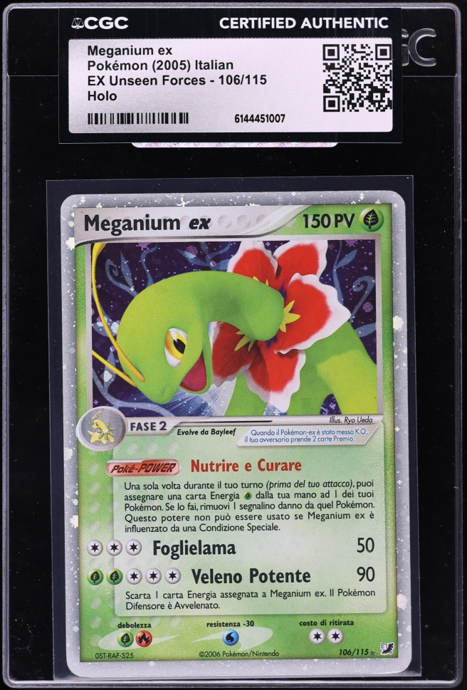 2005 Pokemon Italian EX Unseen Forces Holo Meganium EX #106 CGC AUTH