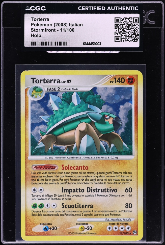 2008 Pokemon Italian Diamond & Pearl Stormfront Holo Torterra #11 CGC AUTH