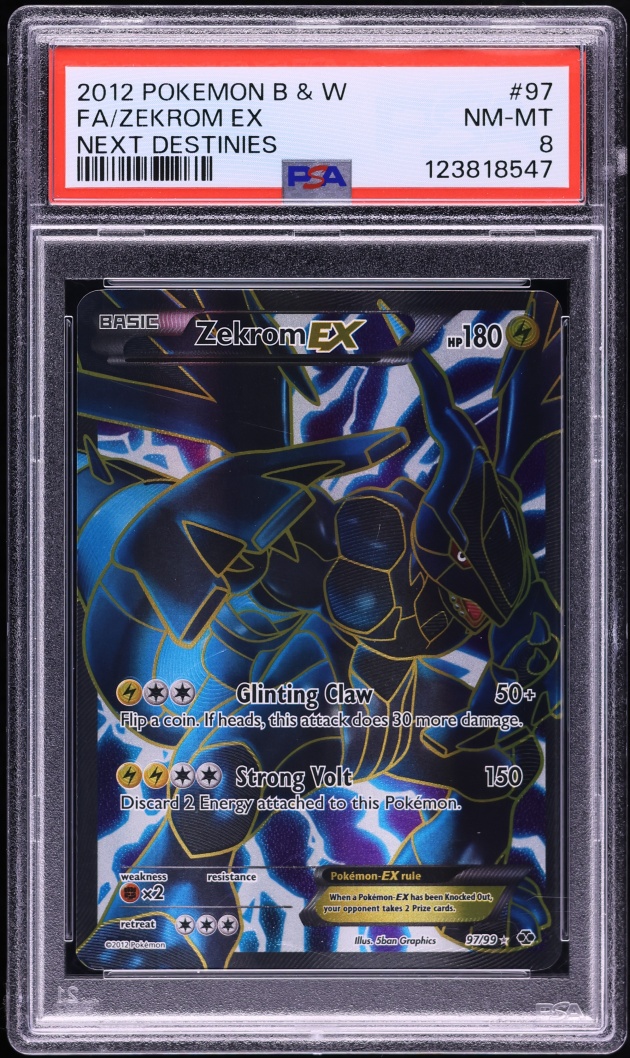 2012 Pokemon Black & White Next Destinies Full Art Zekrom EX #97 PSA 8 NM-MT