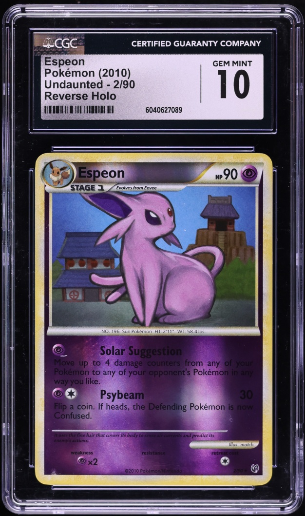 2010 Pokemon HGSS Undaunted Reverse Holo Espeon #2 CGC 10 GEM MINT