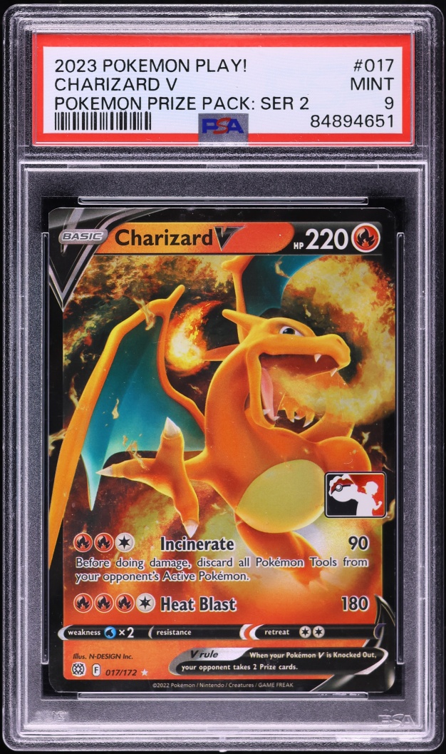2023 Pokemon Play! Prize Pack Series 2 Full Art Charizard V #17 PSA 9 MINT