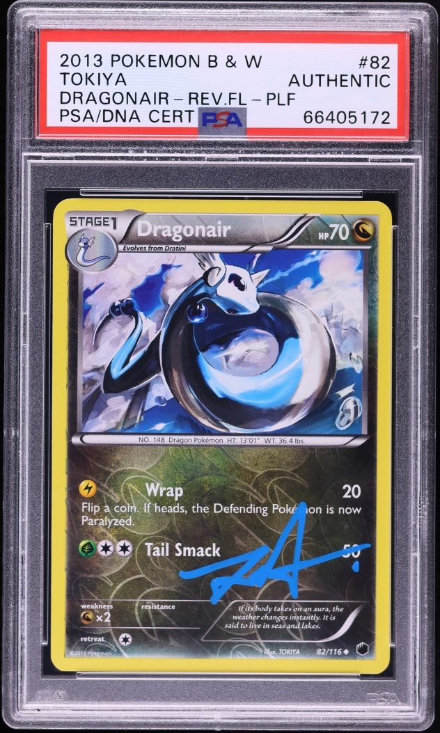 2013 Pokemon Black & White Plasma Freeze Reverse Holo Dragonair Tokiya AUTO #82 PSA/DNA AUTH