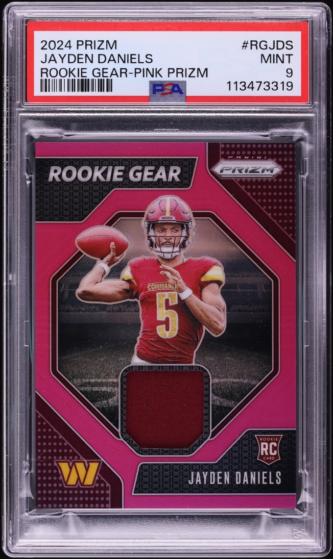 2024 Panini Prizm Pink Jayden Daniels ROOKIE PATCH #RG-JDS PSA 9 MINT