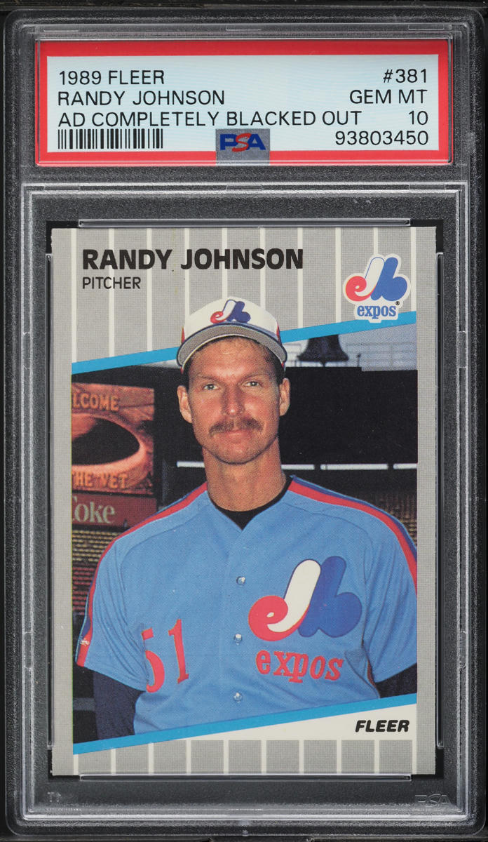 1989 Fleer Randy Johnson ROOKIE, AD BLACKED OUT #381 PSA 10 GEM MINT on ...