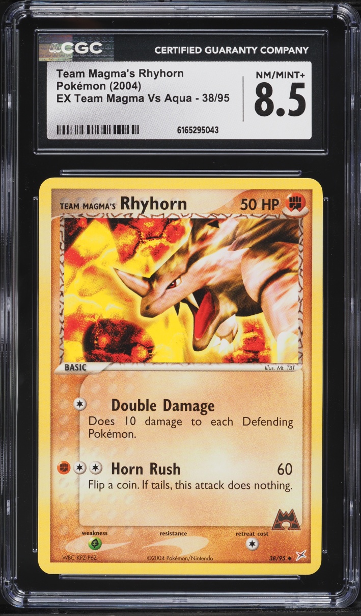2004 Pokemon EX Team Magma Vs Aqua Team Magma's Rhyhorn #38 CGC 8.5 NM-MT+
