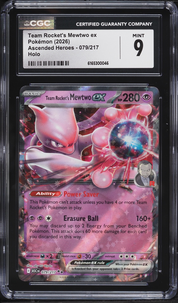2026 Pokemon Mega Evolution Ascended Heroes Holo Team Rocket's Mewtwo EX #79 CGC 9 MINT