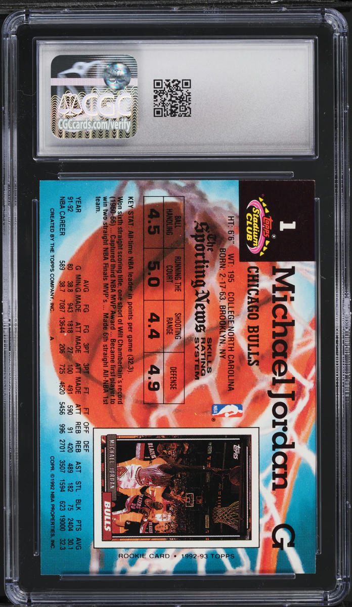 1992 Stadium Club Michael Jordan #1 CGC 7 NRMT