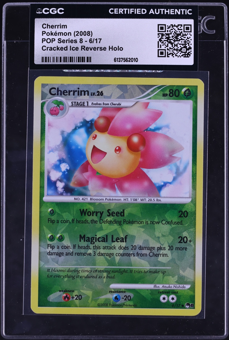 2008 Pokemon POP Series 8 Cracked Ice Reverse Holo Cherrim #6 CGC AUTH