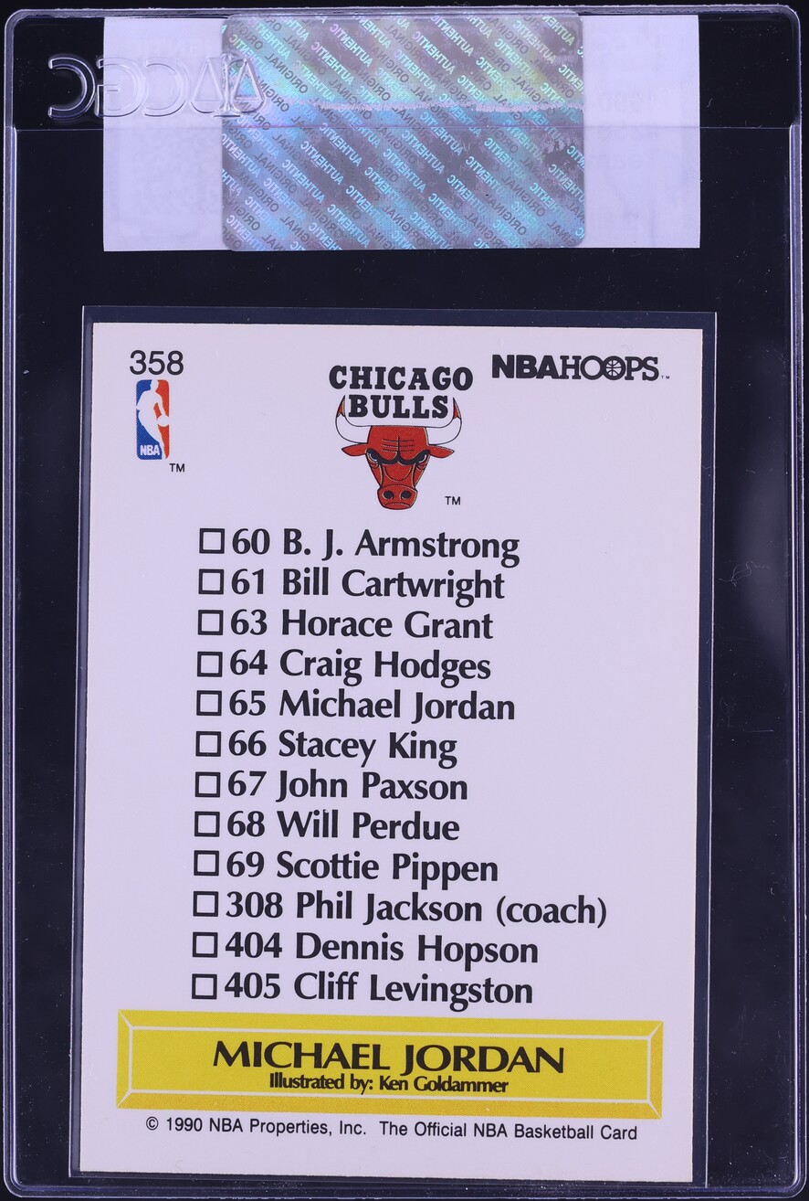 1990 Hoops Team Checklist Michael Jordan #358 CGC AUTH