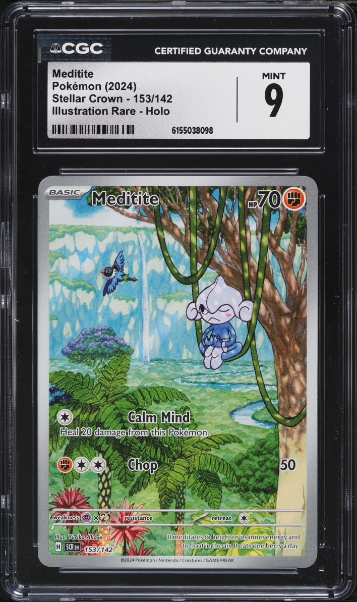 2024 Pokemon Scarlet & Violet Stellar Crown IR Meditite #153 CGC 9 MINT
