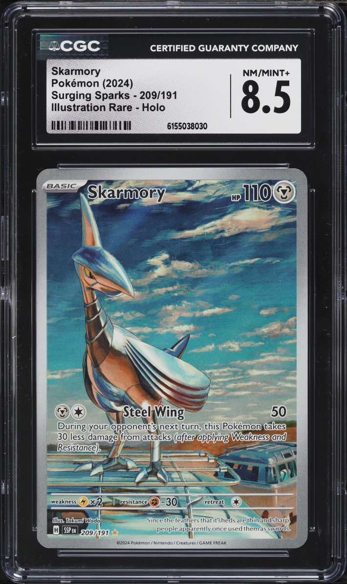 2024 Pokemon Scarlet & Violet Surging Sparks IR Skarmory #209 CGC 8.5 NM-MT+