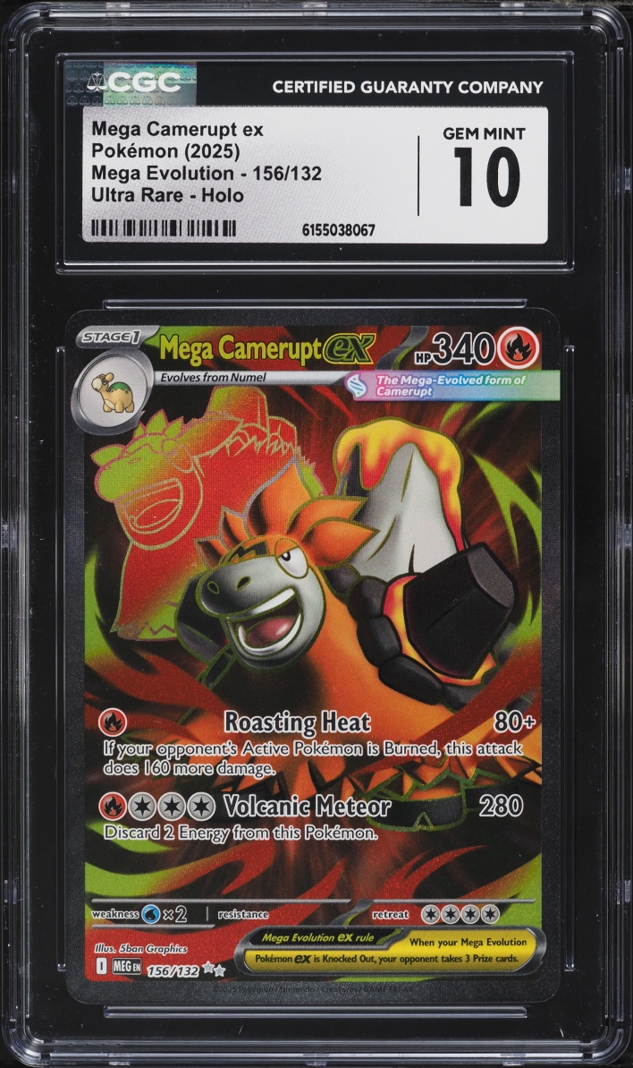 2025 Pokemon Mega Evolution Full Art Mega Camerupt Ex #156 CGC 10 GEM MINT