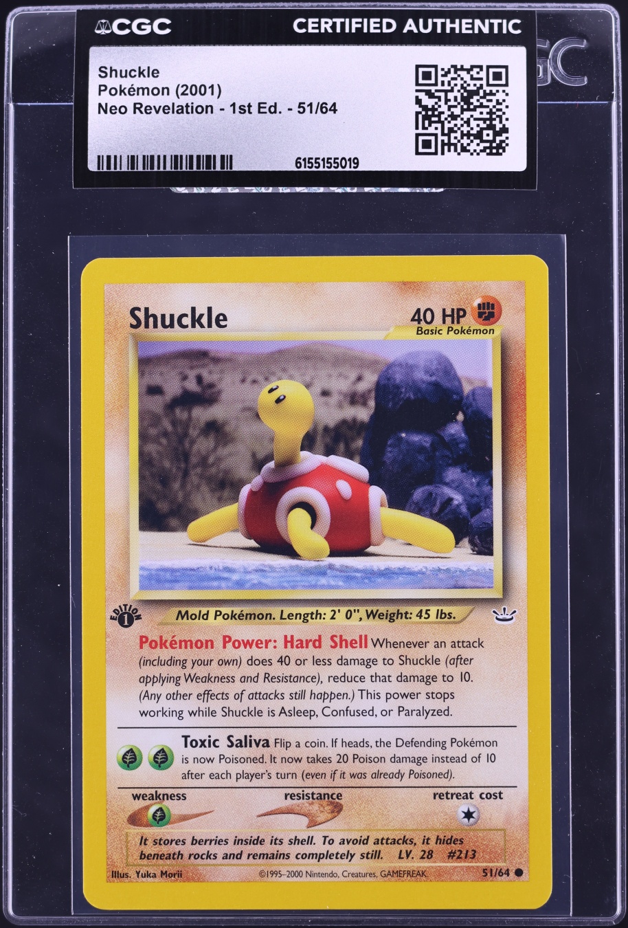 2001 Pokemon Neo Revelation 1st Edition Shuckle #51 CGC AUTH