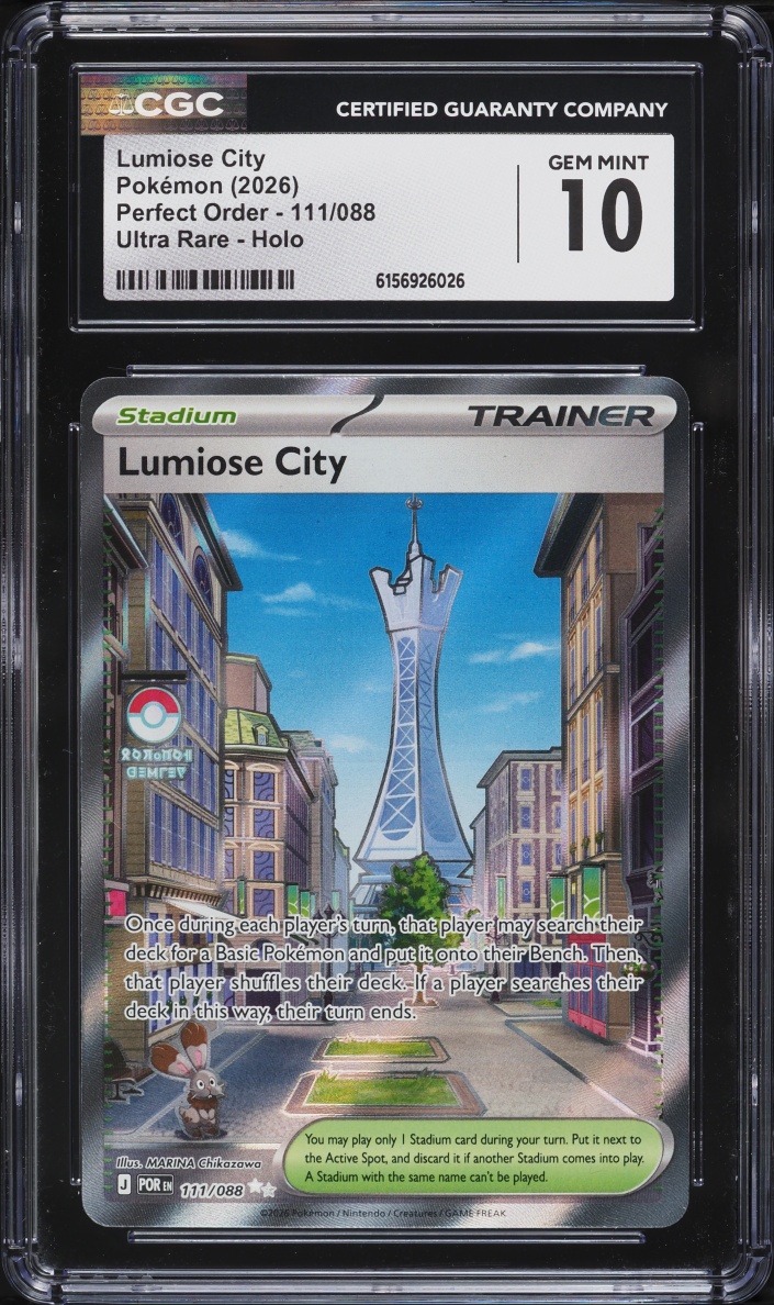 2026 Pokemon Mega Evolution Perfect Order Full Art Lumiose City #111 CGC 10 GEM MINT