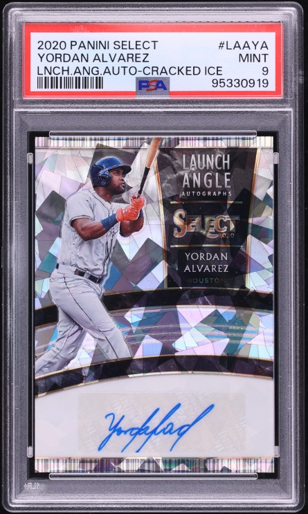 2020 Select Launch Angle Cracked Ice Yordan Alvarez ROOKIE AUTO /25 #LAA-YA PSA 9 MINT