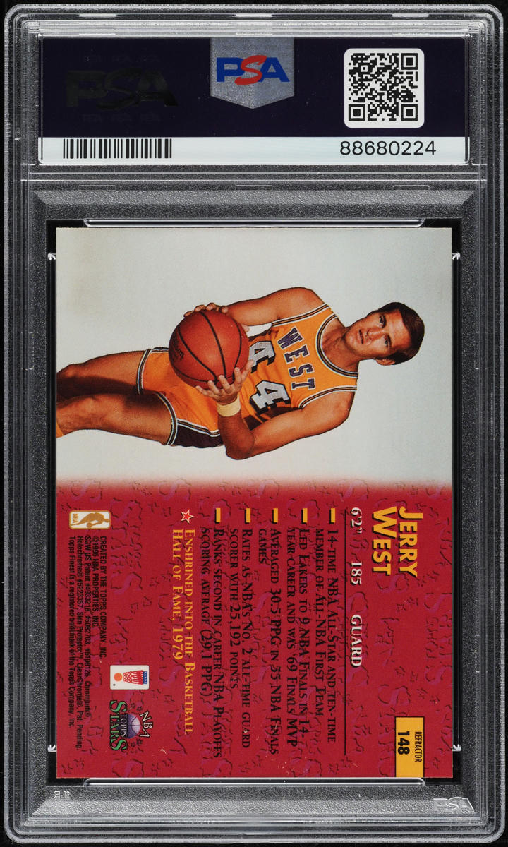 1996 Topps NBA Stars Finest Refractor Jerry West #148 PSA 10 GEM MINT