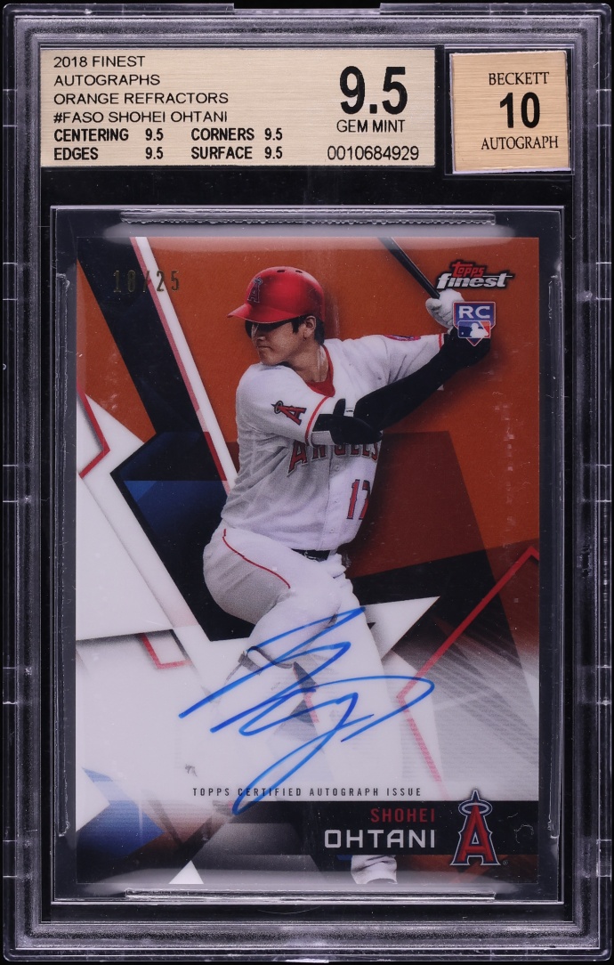 2018 Finest Orange Refractor Shohei Ohtani ROOKIE AUTO /25 #FA-SO BGS 9.5 GEM MINT