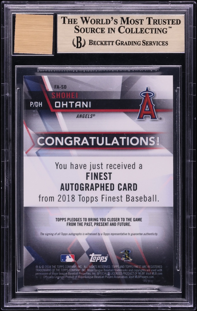 2018 Finest Orange Refractor Shohei Ohtani ROOKIE AUTO /25 #FA-SO BGS 9.5 GEM MINT