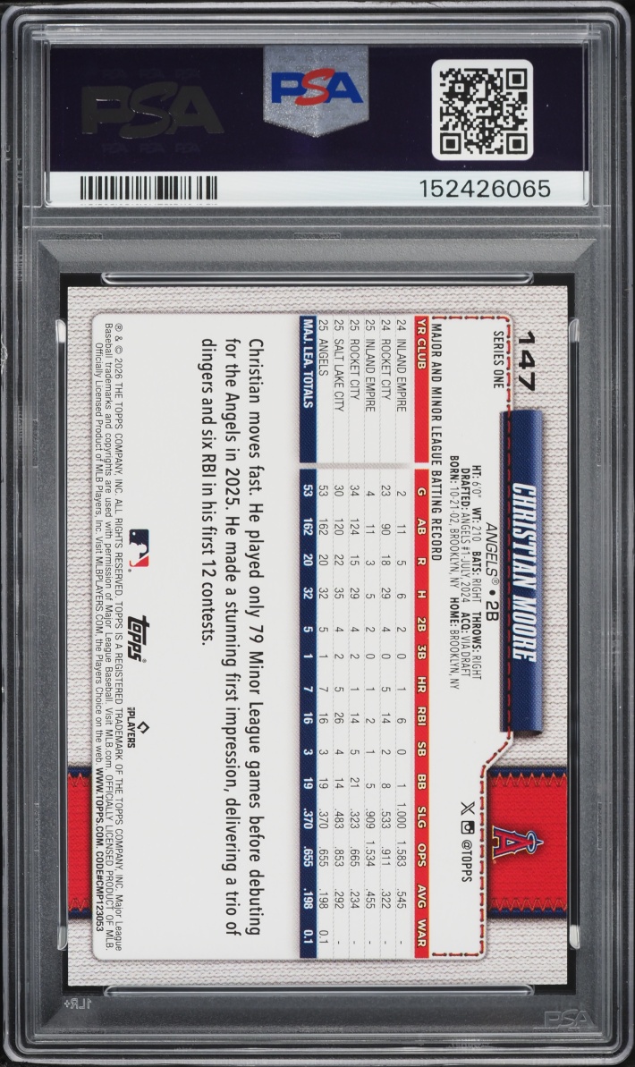 2026 Topps Christian Moore ROOKIE #147 PSA 10 GEM MINT