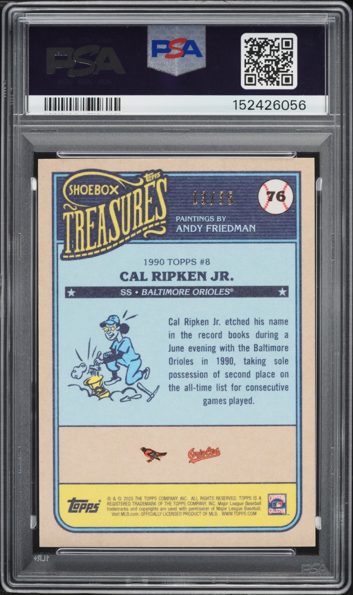 2025 Topps Shoebox Treasures Logo Laminate Cal Ripken Jr. /35 #76 PSA 10 GEM MINT